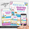 customizable breakfast with the easter bunny flyers for community school fundraiser event